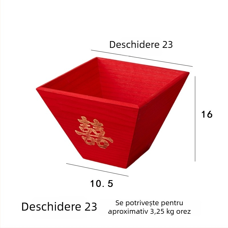 Recipient pentru orez din lemn masiv – rezistent la umezeală, controlul dăunătorilor; Material: lemn; Capacitate sub 4L; Stil: stil chinez nou