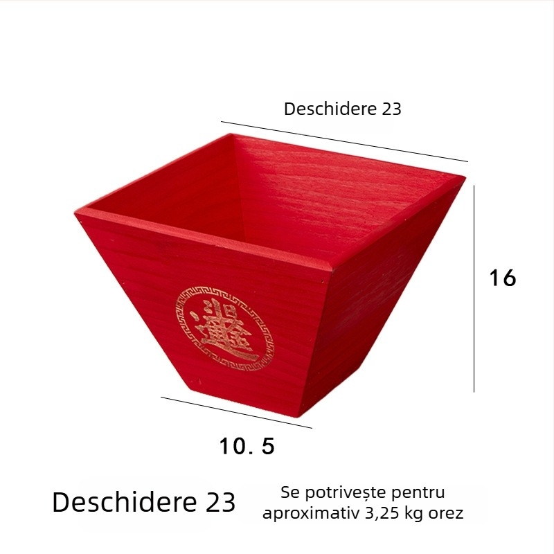 Recipient pentru orez din lemn masiv – rezistent la umezeală, controlul dăunătorilor; Material: lemn; Capacitate sub 4L; Stil: stil chinez nou