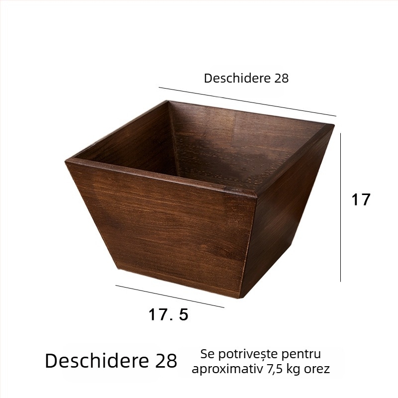 Recipient pentru orez din lemn masiv – rezistent la umezeală, controlul dăunătorilor; Material: lemn; Capacitate sub 4L; Stil: stil chinez nou