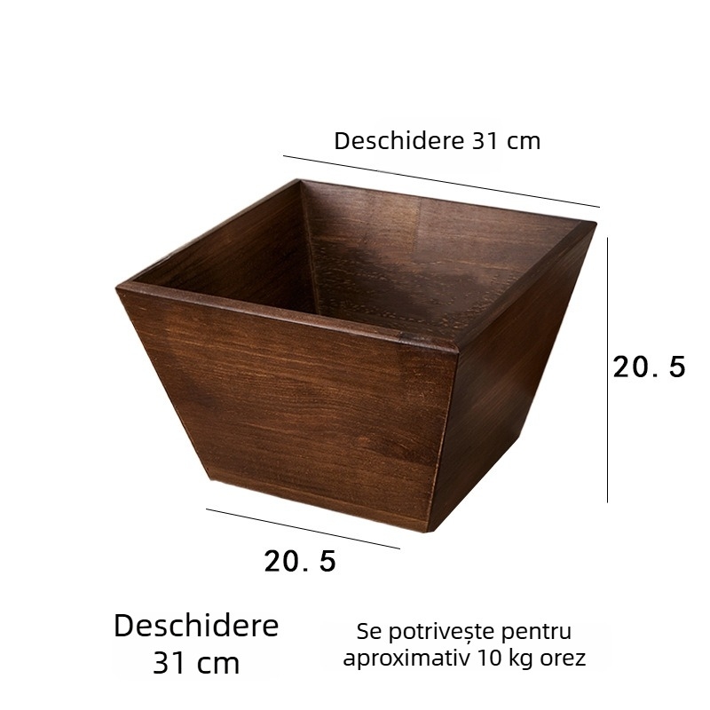 Recipient pentru orez din lemn masiv – rezistent la umezeală, controlul dăunătorilor; Material: lemn; Capacitate sub 4L; Stil: stil chinez nou