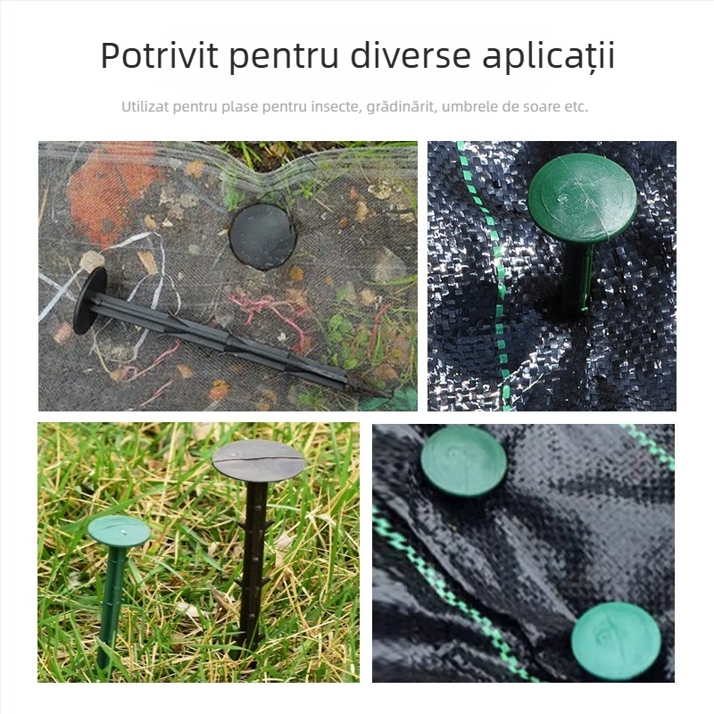 Cuie de plastic pentru fixarea foliei și a barierei împotriva buruienilor în grădini și sere