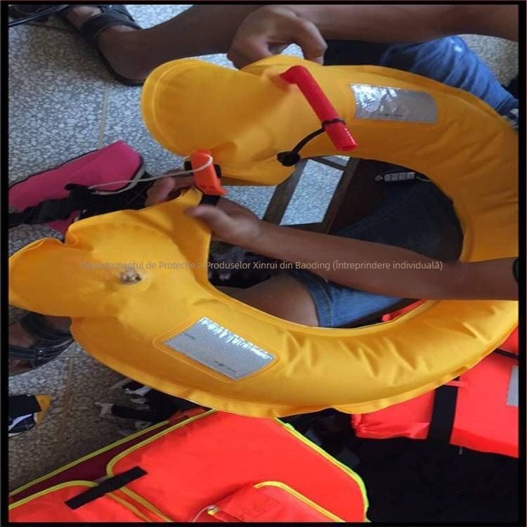 Vestă de salvare gonflabilă pentru apă, design guler-vest, pentru adulți, plutabilitate ridicată