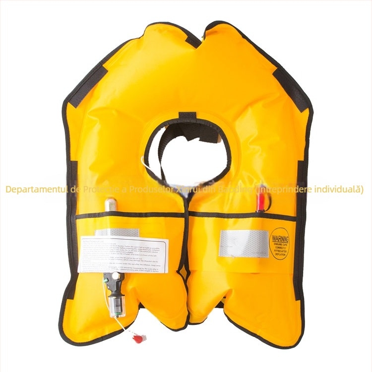 Vestă de salvare gonflabilă pentru apă, design guler-vest, pentru adulți, plutabilitate ridicată