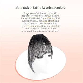 Perucă din păr real uman, breton aer 3D, fața frontală fără cusături, țesut manual