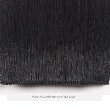 Piesă pentru perucă cu păr sintetic, efect de lungire, rădăcină invizibilă, puf pe ambele părți, păr drept. Modele: DFP-A / DFP-B / DFP-C; Material păr: sârmă rezistentă la temperatură; Nu este recomandat pentru vopsire cu temperaturi înalte; Etichetă priv