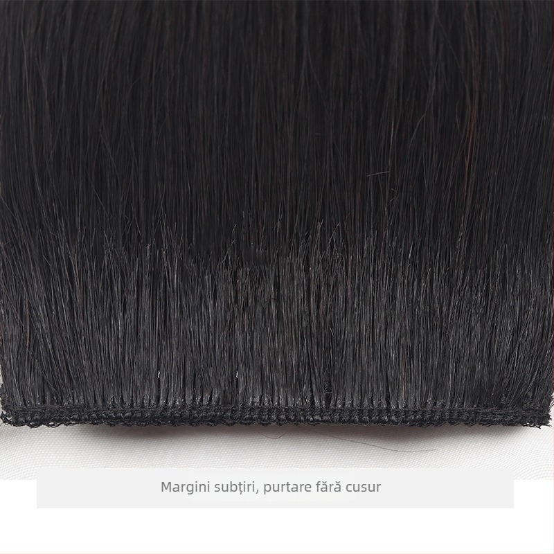 Piesă pentru perucă cu păr sintetic, efect de lungire, rădăcină invizibilă, puf pe ambele părți, păr drept. Modele: DFP-A / DFP-B / DFP-C; Material păr: sârmă rezistentă la temperatură; Nu este recomandat pentru vopsire cu temperaturi înalte; Etichetă priv