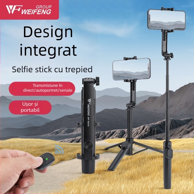 Weifeng K01A Suport Portabil Bluetooth pentru Telefon și Trepied — Universal pentru Fotografiere Orizontală și Verticală, Caroserie ABS+PC+Aluminiu, Telecomandă Inclusă, Bluetooth, Suport Personalizare
