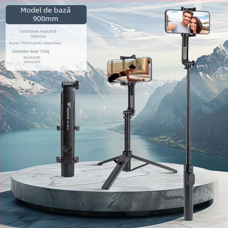 Weifeng K01A Suport Portabil Bluetooth pentru Telefon și Trepied — Universal pentru Fotografiere Orizontală și Verticală, Caroserie ABS+PC+Aluminiu, Telecomandă Inclusă, Bluetooth, Suport Personalizare