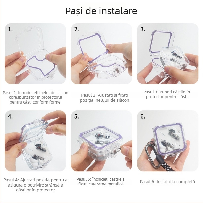Carcasă de protecție Nothing Ear 2 — carcasă PC transparentă cu decupaje, rezistentă la căderi, fabricată prin injecție