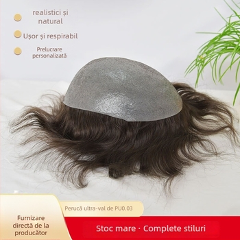 Perucă unisex scurtă buclată, tip bob, PU ultra-subțire 0,03mm, țesută manual, poate fi vopsită