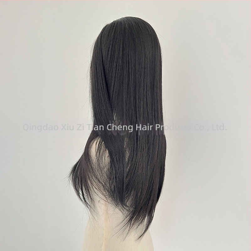 Perucă cosplay cu dantelă, croșetată parțial manual, păr lung drept, fibre rezistente la temperaturi înalte, potrivită pentru Hanfu