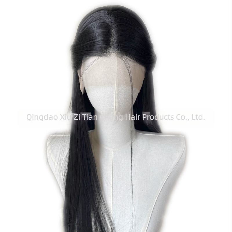 Perucă cosplay cu dantelă, croșetată parțial manual, păr lung drept, fibre rezistente la temperaturi înalte, potrivită pentru Hanfu