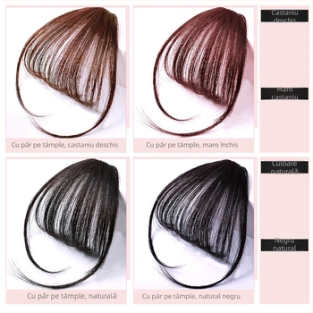 Perucă din păr uman real, țesută integral manual, breton aer, poate fi vopsită (Real Human Hair; Fully Hand-Woven; air bangs; Dyeable)