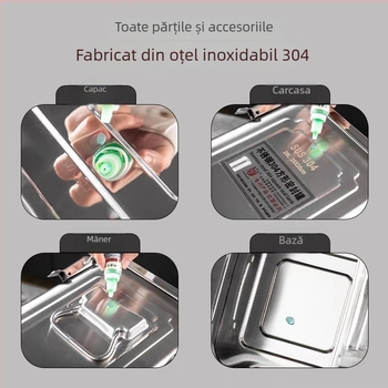 Recipient din oțel inoxidabil 304, pătrat, pentru depozitarea ceaiului, etanș, rezistent la umezeală, capacitate peste 10 L