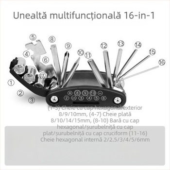 Kit de unelte pentru bicicletă cu instrumente de reparație, cheie, pompă pentru bicicletă de munte și accesorii
