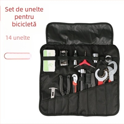 Kit de unelte pentru bicicletă cu instrumente de reparație, cheie, pompă pentru bicicletă de munte și accesorii
