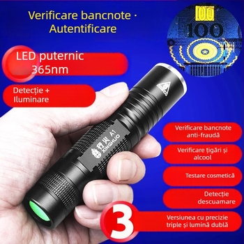 Lampă detector de valută – Verificator mini cu laser, alimentat cu baterii, Carcasă din plastic, Identificare