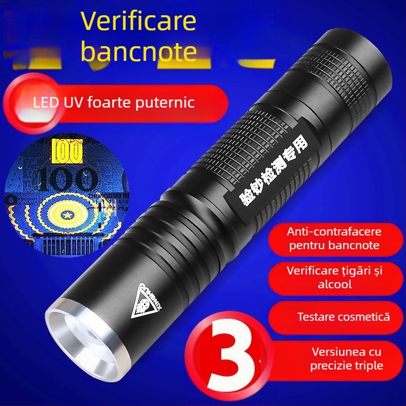 Lampă detector de valută – Verificator mini cu laser, alimentat cu baterii, Carcasă din plastic, Identificare