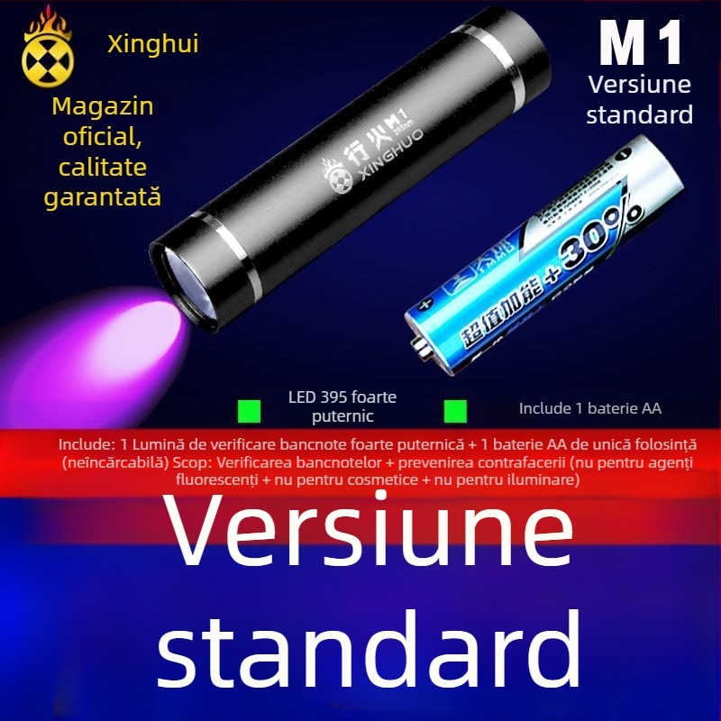 Lampă detector de valută – Verificator mini cu laser, alimentat cu baterii, Carcasă din plastic, Identificare