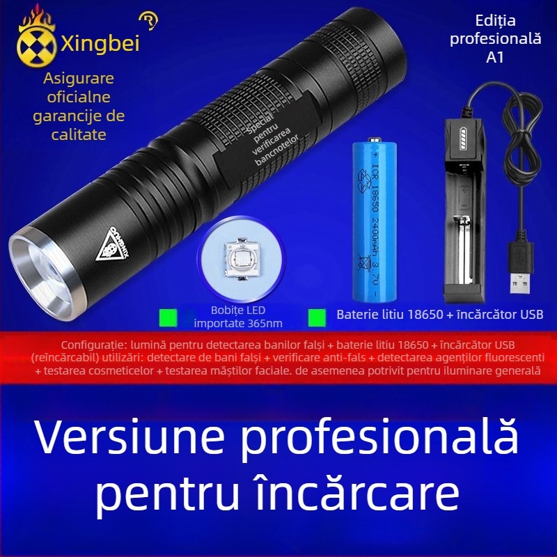 Lampă detector de valută – Verificator mini cu laser, alimentat cu baterii, Carcasă din plastic, Identificare