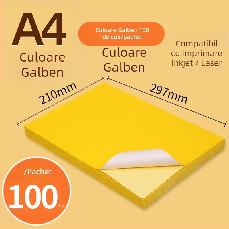 Hârtie autoadezivă pentru imprimare, destinat publicității, aderență înaltă, imprimare prin transfer termic, adeziv cu topire la cald, substrat
