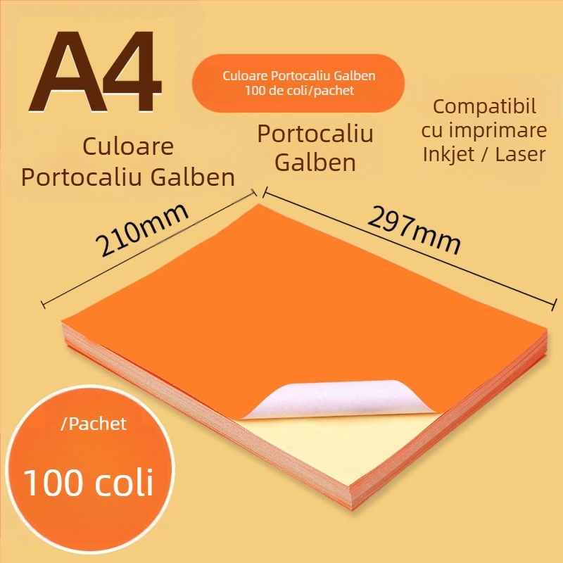 Hârtie autoadezivă pentru imprimare, destinat publicității, aderență înaltă, imprimare prin transfer termic, adeziv cu topire la cald, substrat