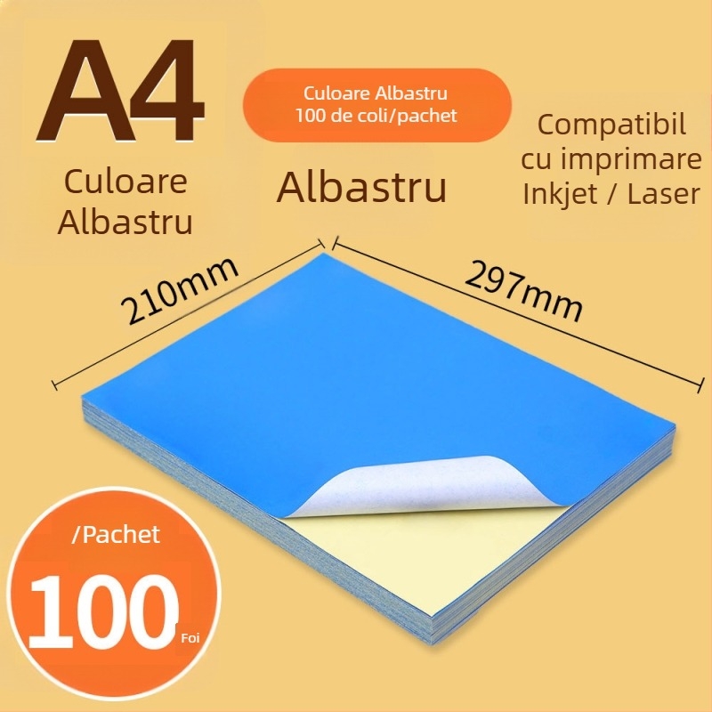 Hârtie autoadezivă pentru imprimare, destinat publicității, aderență înaltă, imprimare prin transfer termic, adeziv cu topire la cald, substrat