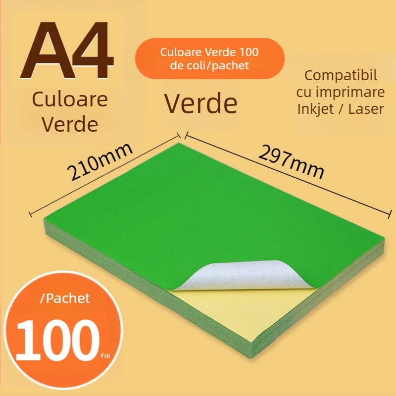 Hârtie autoadezivă pentru imprimare, destinat publicității, aderență înaltă, imprimare prin transfer termic, adeziv cu topire la cald, substrat