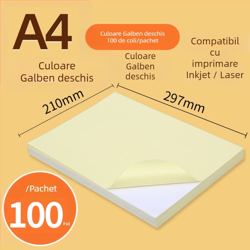 Hârtie autoadezivă pentru imprimare, destinat publicității, aderență înaltă, imprimare prin transfer termic, adeziv cu topire la cald, substrat