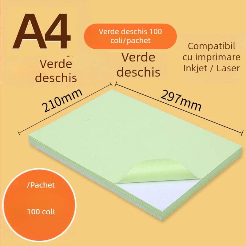 Hârtie autoadezivă pentru imprimare, destinat publicității, aderență înaltă, imprimare prin transfer termic, adeziv cu topire la cald, substrat