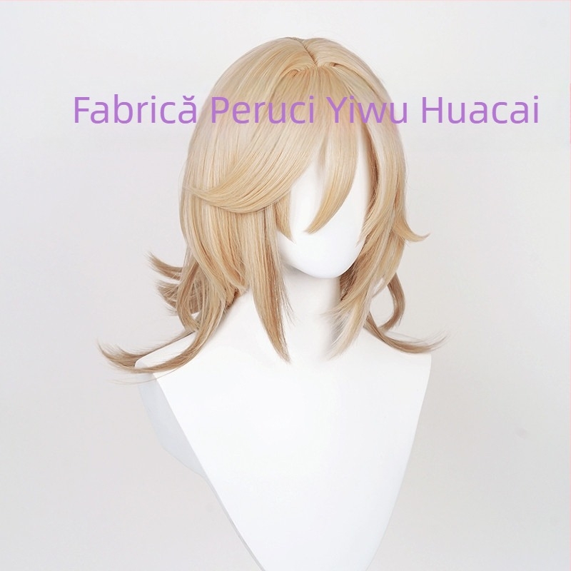 Perucă cosplay Genshin Impact Kavi, păr scurt, fibre rezistente la temperatură, poate fi vopsită