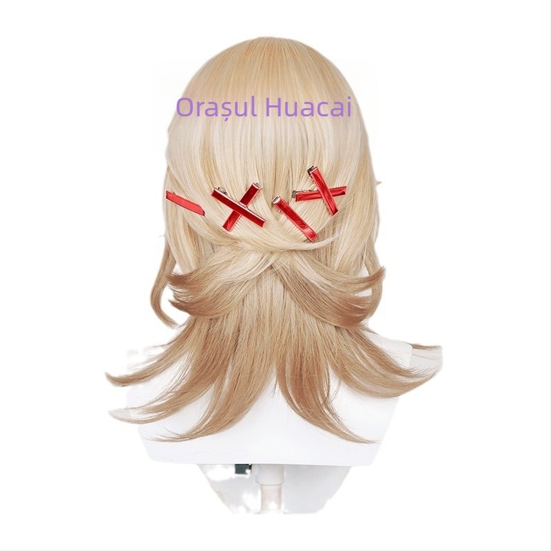 Perucă cosplay Genshin Impact Kavi, păr scurt, fibre rezistente la temperatură, poate fi vopsită