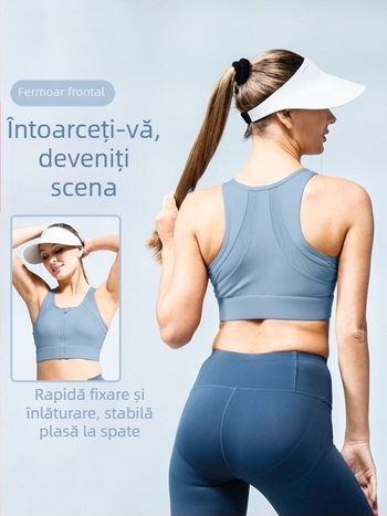 Vesta sport All-in-One cu fermoar frontal și sutien yoga cu absorbție de șocuri, respirabilă Nylon 75% / Spandex 25%