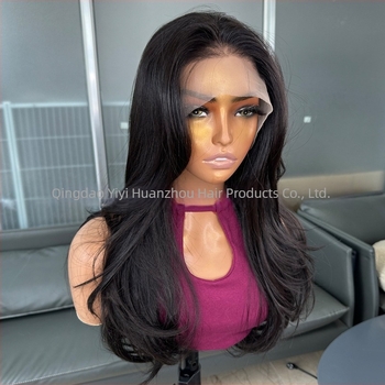 Perucă buclată lungă în stil coreean, cu dantelă frontală 13x4, țesătură manuală, mătase japoneză, rezistentă la temperaturi înalte, poate fi vopsită și tratată termic