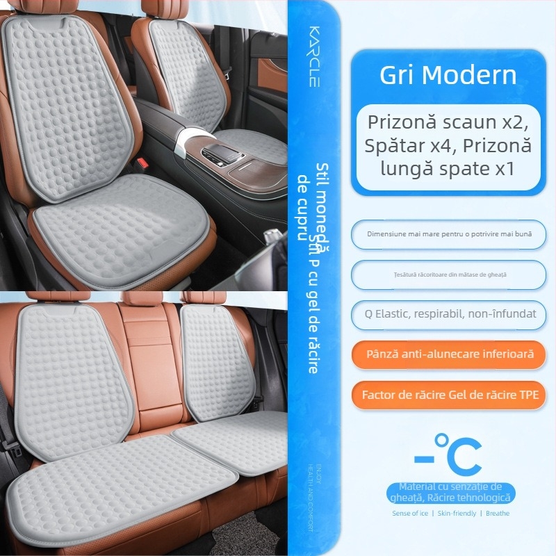 Perne de șezut auto pentru vară, gel de răcire cu silicon ice-silk, ventilate și respirabile