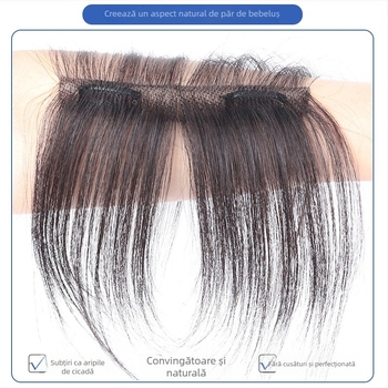 Păr perucă cu breton pentru femei, linie naturală a frunții, păr real uman, țesută complet manual, breton drept sau înclinat, poate fi vopsit