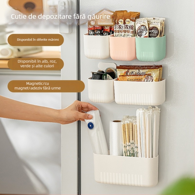 Cutie de depozitare montată pe perete, plastic, model A0695, Nachu, funcție sortare, fără capac