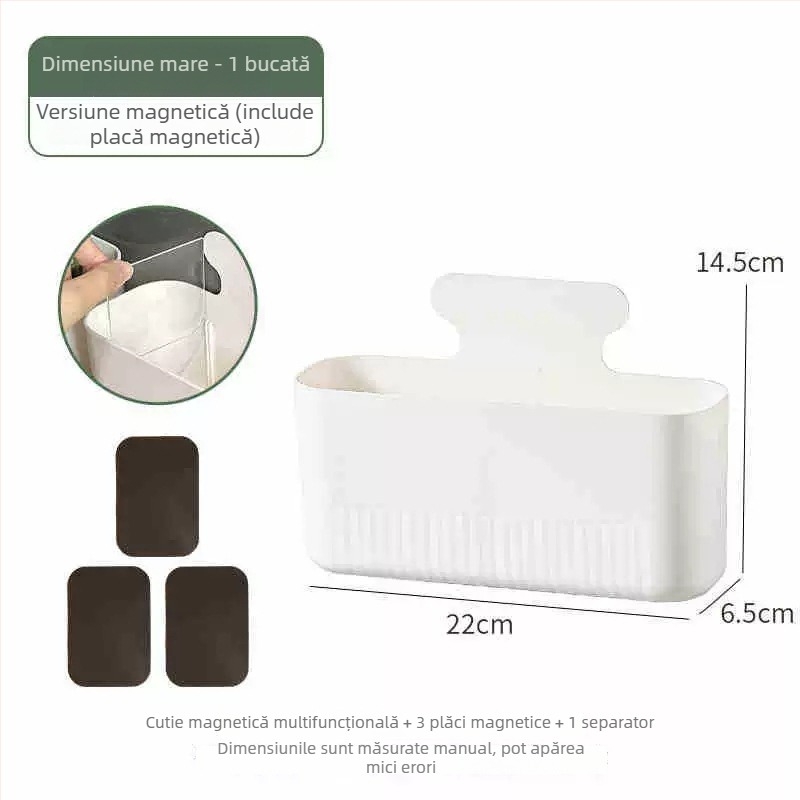 Cutie de depozitare montată pe perete, plastic, model A0695, Nachu, funcție sortare, fără capac