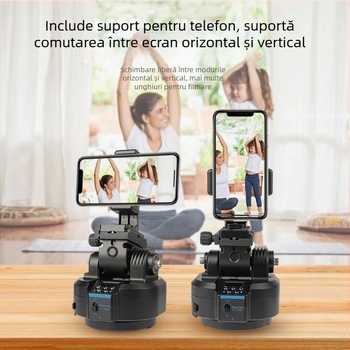 Desiontal stabilizator electric pentru telefon cu telecomandă — rotație orizontală 360°, înclinare verticală 54°, montaj cu șurub 1/4, aliaj de aluminiu + ABS