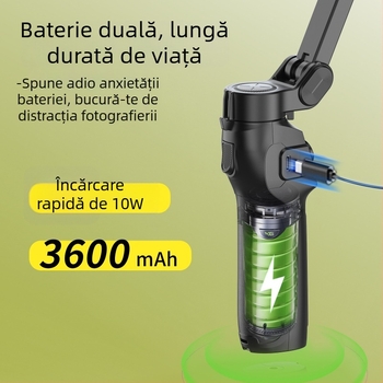 L9Lite Stabilizator Gimbal pentru Telefon cu Modul AI, Trei Axe, Urmărire Facială, Bluetooth