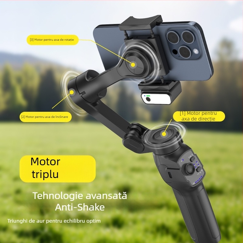 L9Lite Stabilizator Gimbal pentru Telefon cu Modul AI, Trei Axe, Urmărire Facială, Bluetooth