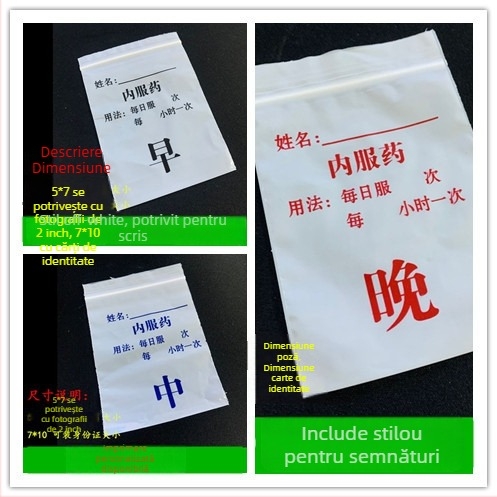 Pungi sigilante pentru medicamente, capsule, de unică folosință, scriibile, lungime sigiliu 1 cm, material: material nou