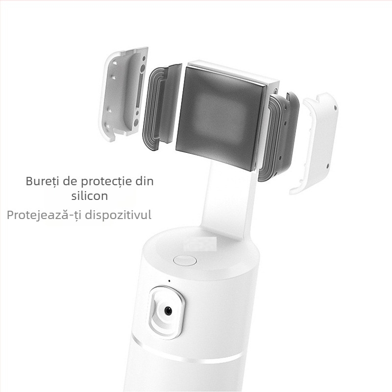 Gimbal pentru telefon cu urmărire inteligentă a feței, rotire de 360°, fără instalare, corp ABS, suport de birou universal