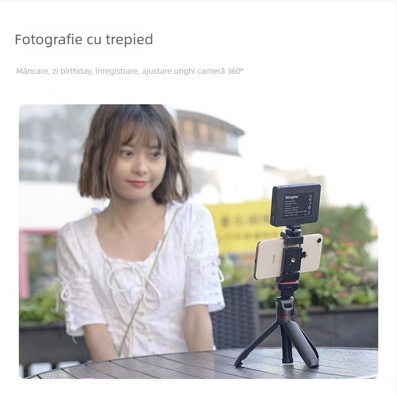 SR2 Trepied Manual cu Bară Lungă pentru Smartphone-uri și Camere Fără Oglindă, Carcasă din Aluminiu, Compatibilitate Universală, Fără Telecomandă, Fără Bluetooth, Fără Iluminare Auxiliară, Fără Stabilizare