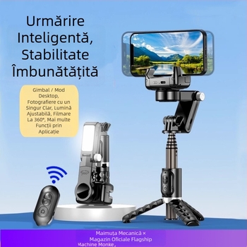 Machine Monkey stabilizator pentru telefon – gimbal cu 3 axe, urmărire facială, suport pentru live streaming, lumină de umplere încorporată, model Q18, ABS + aliaj de aluminiu, Bluetooth, telecomandă