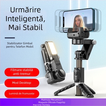 Machine Monkey stabilizator pentru telefon – gimbal cu 3 axe, urmărire facială, suport pentru live streaming, lumină de umplere încorporată, model Q18, ABS + aliaj de aluminiu, Bluetooth, telecomandă