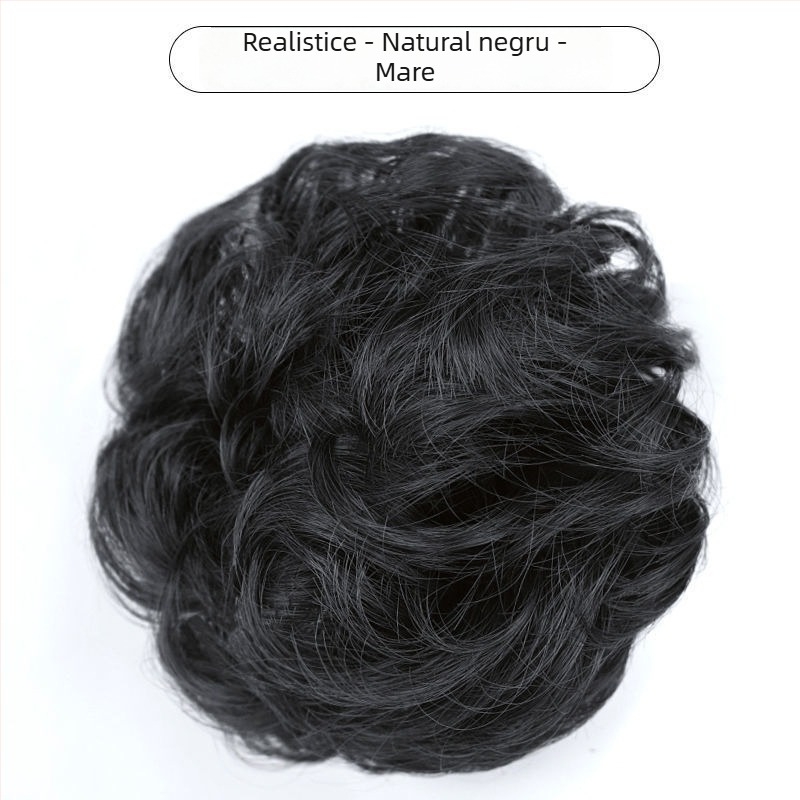 Perucă naturală scurtă cu bucle, fibre termorezistente, model bucle, breton drept sau înclinant, vopsirea nu este recomandată