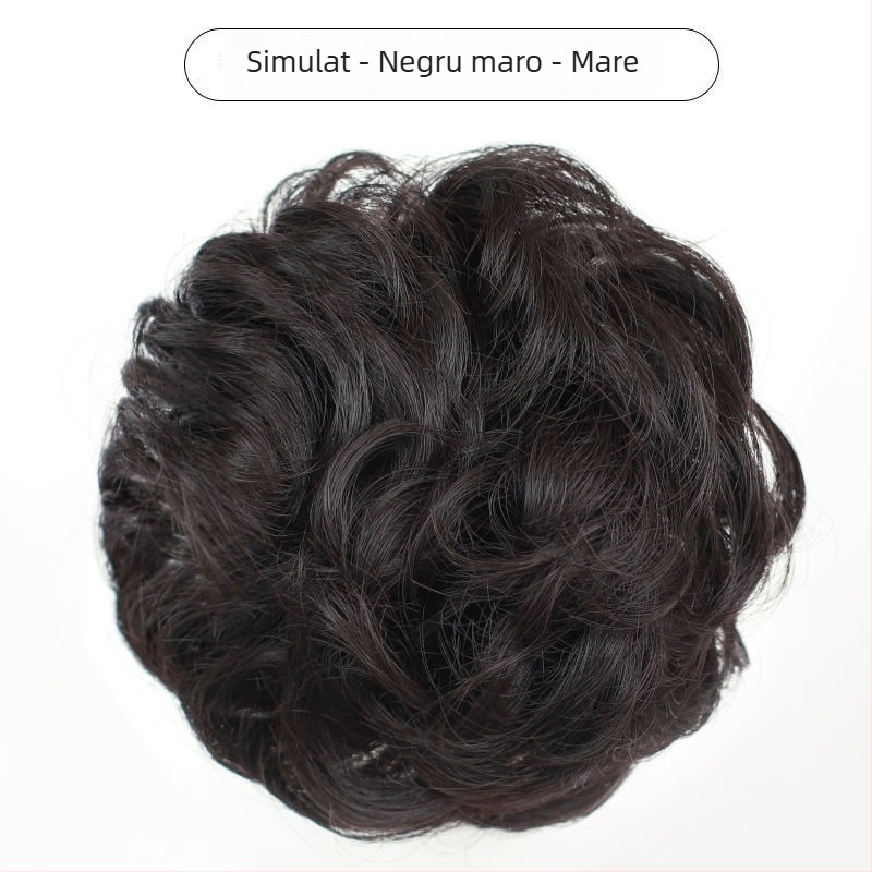 Perucă naturală scurtă cu bucle, fibre termorezistente, model bucle, breton drept sau înclinant, vopsirea nu este recomandată