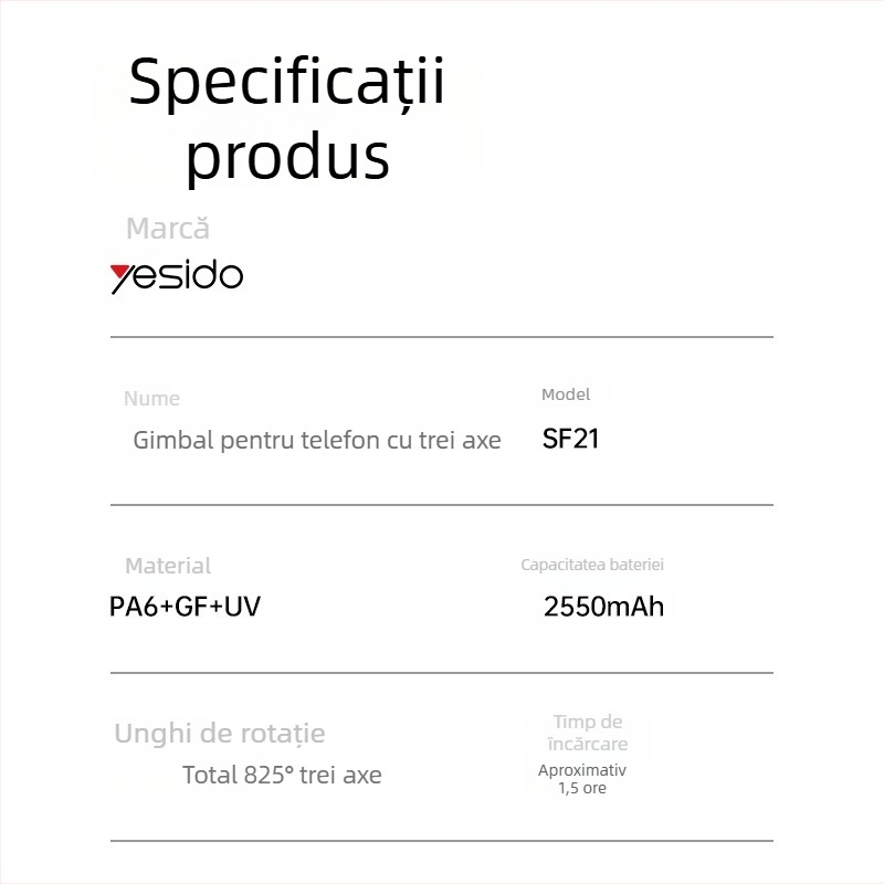 Stabilizator pentru telefon mobil pentru live streaming, cu gimbal cu trei axe, design pliabil, portabil, urmărire AI a feței, telecomandă