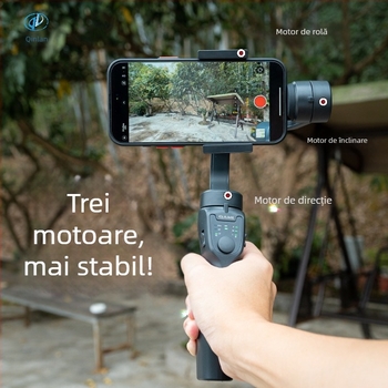 F8 Stabilizator Gimbal cu Trei Axe pentru Telefoane Mobile, Carcasă ABS, Bluetooth, Fără Telecomandă, Personalizare Disponibilă